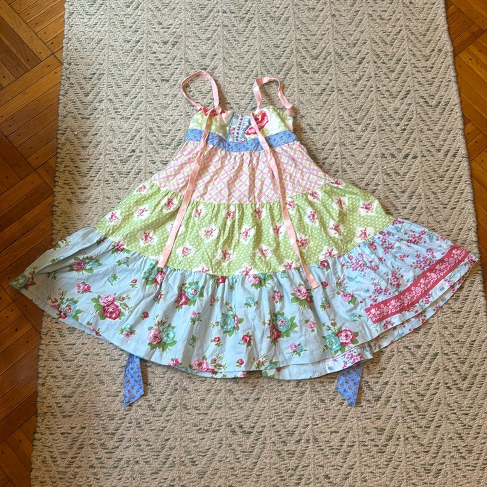 Matilda Jane Sleeveless Tiered Mixed Print Dress Girls size 8